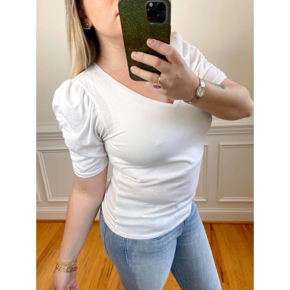 Nwot Generation Love Basic White Puff Sleeve Cott… - image 1